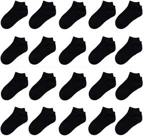 img 4 attached to 🧦 Jamegio 20 Pairs Kids Low Cut Socks - High-quality Athletic Ankle Cotton Socks with Half Cushion for Little Boys and Girls