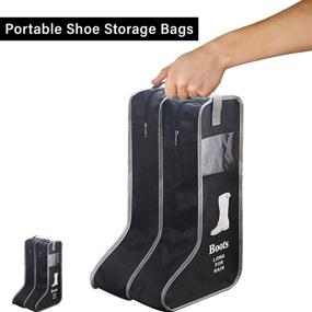 img 1 attached to 👜 Satisfounder Portable Dustproof Shoe Storage Bags for Boots - Set of 2, Tall Boot Organizers with Zipper, Handle - Ideal for Home and Travel (Black)