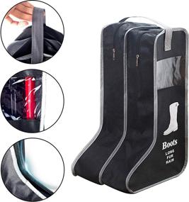 img 2 attached to 👜 Satisfounder Portable Dustproof Shoe Storage Bags for Boots - Set of 2, Tall Boot Organizers with Zipper, Handle - Ideal for Home and Travel (Black)