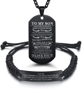 img 4 attached to 🎁 Stainless Steel Customized Dog Tag Necklace & Bracelet Set: Perfect Gift from Mom and Dad for Son's Graduation, Birthday, or Valentine's