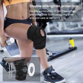 img 2 attached to FunCee Adjustable Knee Brace with Metal Side Stabilizers, Gel Patella Pads, and Adjustable Compression Wrap for Men and Women - Ideal for ACL, Patellar Tendon, Arthritis, Meniscus Tear - Perfect for Gym, Running, and Hiking Activities