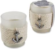 set of 4 kate aspen anchors away rope tealight holders - glass votives, beach theme wedding decorations, party favors логотип