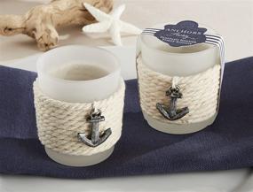 img 2 attached to Set of 4 Kate Aspen Anchors Away Rope Tealight Holders - Glass Votives, Beach Theme Wedding Decorations, Party Favors