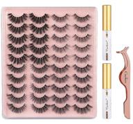 👁️ cuckoo 20 pairs false eyelashes 3d faux mink lashes | natural wispy look | fluffy volume & long thick lashes | pack of 4 styles mixed | includes 2pc eyelash glue & applicator tool logo