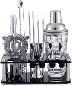 img 3 attached to Ohuhu 17-Piece Bartender Kit: Stainless Steel Cocktail Shaker Set with Acrylic Stand and Premium Soda-Lime Glass Drink Shaker - Perfect Bar Tools Accessories for Home Bar Parties and Christmas Gift for Men Women