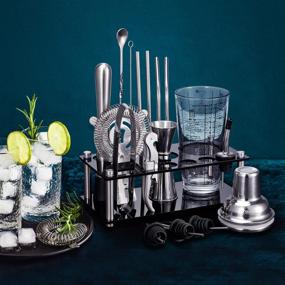 img 2 attached to Ohuhu 17-Piece Bartender Kit: Stainless Steel Cocktail Shaker Set with Acrylic Stand and Premium Soda-Lime Glass Drink Shaker - Perfect Bar Tools Accessories for Home Bar Parties and Christmas Gift for Men Women