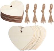 🎄 60 pieces heart wood slices - love heart tags - hanging unfinished predrilled wooden heart cutouts - wooden pendant ornaments with hemp rope - party home decoration, christmas, valentine's day logo