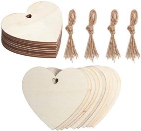 img 4 attached to 🎄 60 Pieces Heart Wood Slices - Love Heart Tags - Hanging Unfinished Predrilled Wooden Heart Cutouts - Wooden Pendant Ornaments with Hemp Rope - Party Home Decoration, Christmas, Valentine's Day