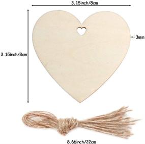 img 3 attached to 🎄 60 Pieces Heart Wood Slices - Love Heart Tags - Hanging Unfinished Predrilled Wooden Heart Cutouts - Wooden Pendant Ornaments with Hemp Rope - Party Home Decoration, Christmas, Valentine's Day