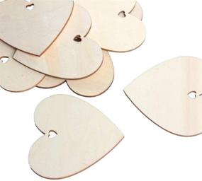 img 1 attached to 🎄 60 Pieces Heart Wood Slices - Love Heart Tags - Hanging Unfinished Predrilled Wooden Heart Cutouts - Wooden Pendant Ornaments with Hemp Rope - Party Home Decoration, Christmas, Valentine's Day