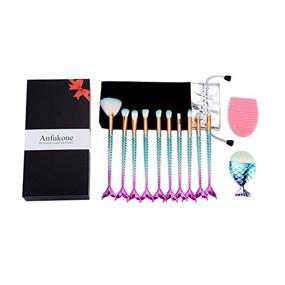 img 2 attached to 🧜 Enhance Your Makeup Game with Anfukone Mermaid Makeup Brush Set - 10PCS