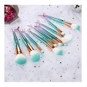 img 1 attached to 🧜 Enhance Your Makeup Game with Anfukone Mermaid Makeup Brush Set - 10PCS