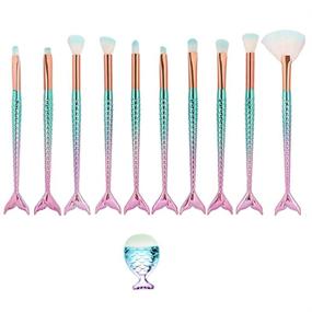 img 4 attached to 🧜 Enhance Your Makeup Game with Anfukone Mermaid Makeup Brush Set - 10PCS