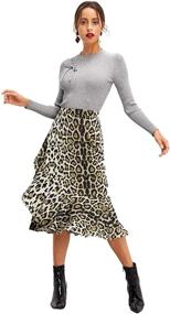 img 1 attached to 🐆 WDIRARA Leopard Print Ruffle Trim A Line Midi Skirt - Stylish Casual Wear for Women