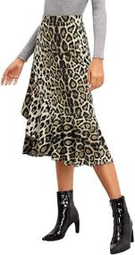 img 2 attached to 🐆 WDIRARA Leopard Print Ruffle Trim A Line Midi Skirt - Stylish Casual Wear for Women