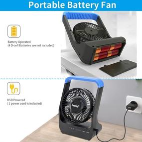 img 3 attached to 🔋 Portable Battery Operated Fan, Long-lasting Camping Fan, D-Cell Battery Powered Desk Fan with Timer, 3 Speeds, Quiet Operation, 180° Rotation, Ideal for Office, Bedroom, Outdoor Use - 5'' Blue