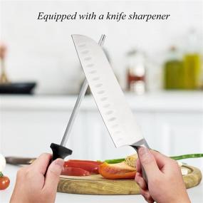 img 2 attached to 🔪 15-Piece Kitchen Knife Set by GOOD HELPER with Block, Sharpener, Shears - Stainless Steel Hollow Handle Knife Block Set for Chefs