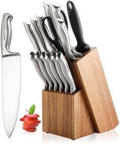 img 4 attached to 🔪 15-Piece Kitchen Knife Set by GOOD HELPER with Block, Sharpener, Shears - Stainless Steel Hollow Handle Knife Block Set for Chefs