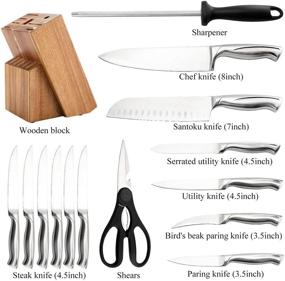 img 3 attached to 🔪 15-Piece Kitchen Knife Set by GOOD HELPER with Block, Sharpener, Shears - Stainless Steel Hollow Handle Knife Block Set for Chefs