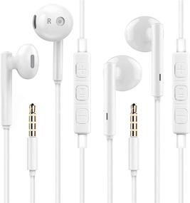 img 4 attached to 🎧 High Definition 3.5mm Jack Wired Earphones for iPhone/iPod/Samsung/Android - 2 Pack with Microphone, Noise Isolating & Compatible with MP3/MP4