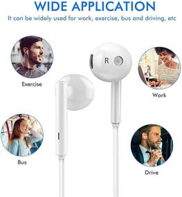 img 3 attached to 🎧 High Definition 3.5mm Jack Wired Earphones for iPhone/iPod/Samsung/Android - 2 Pack with Microphone, Noise Isolating & Compatible with MP3/MP4