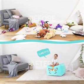 img 3 attached to Aubliss Unicorn Stuffed Animal Storage Bean Bag Chair - Plush Toy Organizer with Zipper BeanBag Cover, Soft and Stuffable - Kids Room Decor, Large Size 24'' x 20''