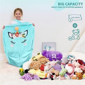 img 2 attached to Aubliss Unicorn Stuffed Animal Storage Bean Bag Chair - Plush Toy Organizer with Zipper BeanBag Cover, Soft and Stuffable - Kids Room Decor, Large Size 24'' x 20''