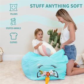 img 1 attached to Aubliss Unicorn Stuffed Animal Storage Bean Bag Chair - Plush Toy Organizer with Zipper BeanBag Cover, Soft and Stuffable - Kids Room Decor, Large Size 24'' x 20''