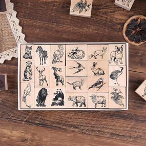 img 4 attached to Dizdkizd 20pcs Original Animals Wooden Rubber Stamp Set - Decorative Mounted Rubber Stamps with Natural Design Wooden Seal for DIY Craft, Scrapbooking, Calendars, Planner, Letter, Greeting Card