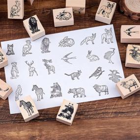 img 3 attached to Dizdkizd 20pcs Original Animals Wooden Rubber Stamp Set - Decorative Mounted Rubber Stamps with Natural Design Wooden Seal for DIY Craft, Scrapbooking, Calendars, Planner, Letter, Greeting Card