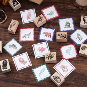 img 2 attached to Dizdkizd 20pcs Original Animals Wooden Rubber Stamp Set - Decorative Mounted Rubber Stamps with Natural Design Wooden Seal for DIY Craft, Scrapbooking, Calendars, Planner, Letter, Greeting Card