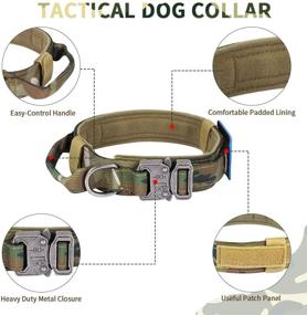 img 1 attached to Premium Tactical Dog Collar and Bungee Leash Set | Adjustable Military Camo Design with American Flag Patch | Heavy Duty Nylon K9 Collar for Medium-Large Dogs