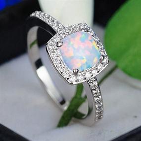 img 1 attached to 💍 Sparkling Elegance: Jude Jewelers Princess Cut Created Fire Opal Engagement Ring