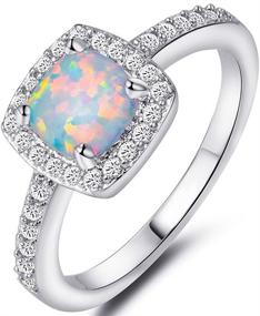 img 4 attached to 💍 Sparkling Elegance: Jude Jewelers Princess Cut Created Fire Opal Engagement Ring