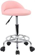 🪑 kktoner pink pu leather rolling stool: height adjustable swivel drafting chair with foot rest and wheels logo