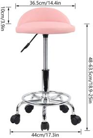 img 2 attached to 🪑 KKTONER Pink PU Leather Rolling Stool: Height Adjustable Swivel Drafting Chair with Foot Rest and Wheels