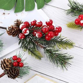 img 2 attached to 🎄 FEBSNOW Artificial Pine Picks Berries for Festive Christmas Wreaths & DIY Crafts