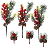 🎄 febsnow искусственные сосновые веточки с ягодами для праздничных рождественских венков и самодельных поделок логотип