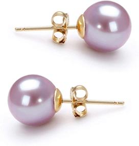 img 4 attached to AAAA 5-10mm Lavender Freshwater Cultured Pearls Stud Earrings – 14K White Gold Posts by Orien Jewelry