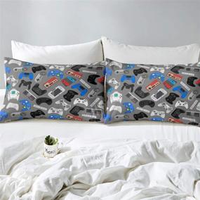 img 1 attached to Gamer Bedding Set for Boys - Video Game Decor Twin Comforter Cover Set, Kids 🎮 and Teens Gaming Duvet Cover with Super Soft Quilt Cover and 1 Pillow Sham - Grey