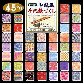 img 3 attached to 📦 TOYO Japanese Chiyogami Paper 45 Assorted Patterns 3x3 inches - 180 Sheets in a Convenient Plastic Box