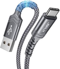 img 4 attached to 📱 Fast Charging USB-C Cable 3A - JSAUX 3-Pack (10ft+6.6ft+3.3ft) USB A to Type C Charge Nylon Braided Cord - Compatible with Samsung Galaxy S20 S10 S9 S8 Plus Note 10 9 8, PS5 Controller, USB C Charger - Grey