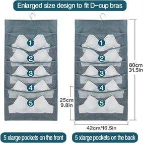 img 4 attached to 👙 Closet Hanging Organizer for Plus-Size Bras with Dual-Sided Enlarged Mesh Pockets - Underwear Storage (Gray)