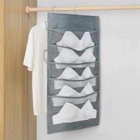 img 3 attached to 👙 Closet Hanging Organizer for Plus-Size Bras with Dual-Sided Enlarged Mesh Pockets - Underwear Storage (Gray)