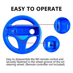 img 2 attached to Enhanced SEO: DOYO Red and Blue Wheel Steering Stand for Wii Controller, Perfect for Mario Kart Racing Game
