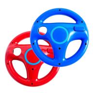 enhanced seo: doyo red and blue wheel steering stand for wii controller, perfect for mario kart racing game logo