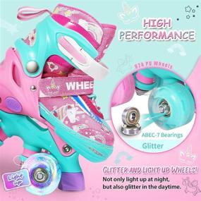 img 2 attached to Wheelkids Pink Unicorn Roller Skates for Toddler Baby Girls, Adjustable Rollerskates Ages 1-12, Beginners 4 Sizes with Light-Up Wheels