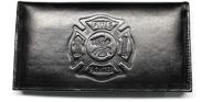 fire fighter leather rodeo wallet logo