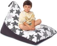 🪑 large triangle beanbag chair for kids - 100% cotton canvas - stuffed animal storage bean bag cover - holds 150+ plush toys - floor pillows organizer for girls - hatch stars logo