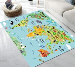 img 4 attached to 🌍 5'x6' Animal World Map Area Rug for Living Room, Bedroom, or Playroom